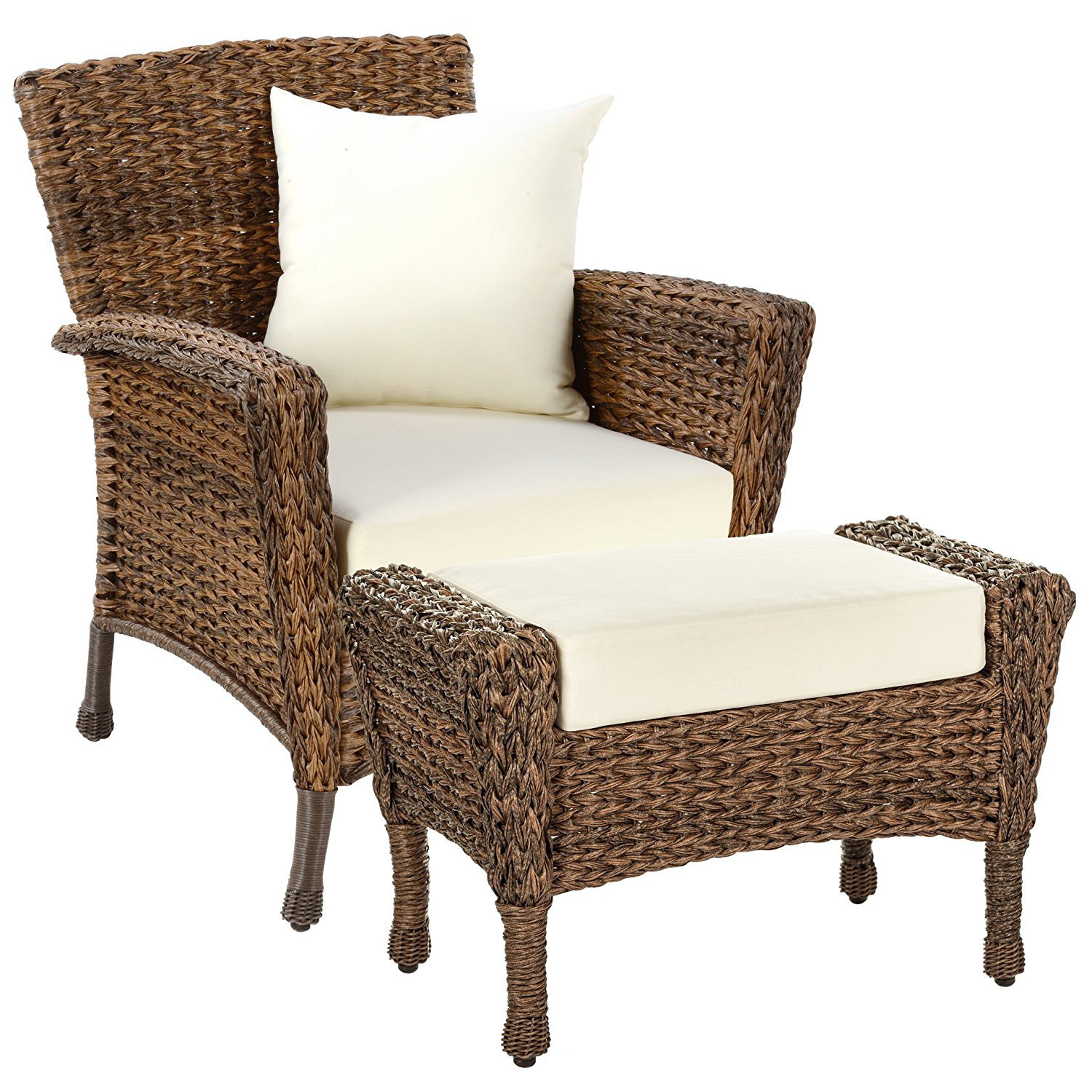 August Grove Rutter Garden Patio Chair With Cushions And Ottoman Wayfair