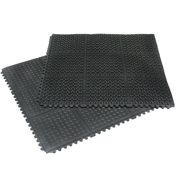 Home Gym Rubber Floor Mat Diamond Plate 3 X16Ft Black Rubber Garage Flooring US 