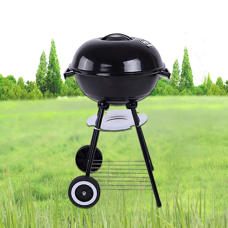HHGO 17" Portable Charcoal Grill Smoker Heat Control Round BbqCamping Grill Kettle Steel Cooking For Outdoor Picnic Patio Backyard Camping Family Black | Wayfair