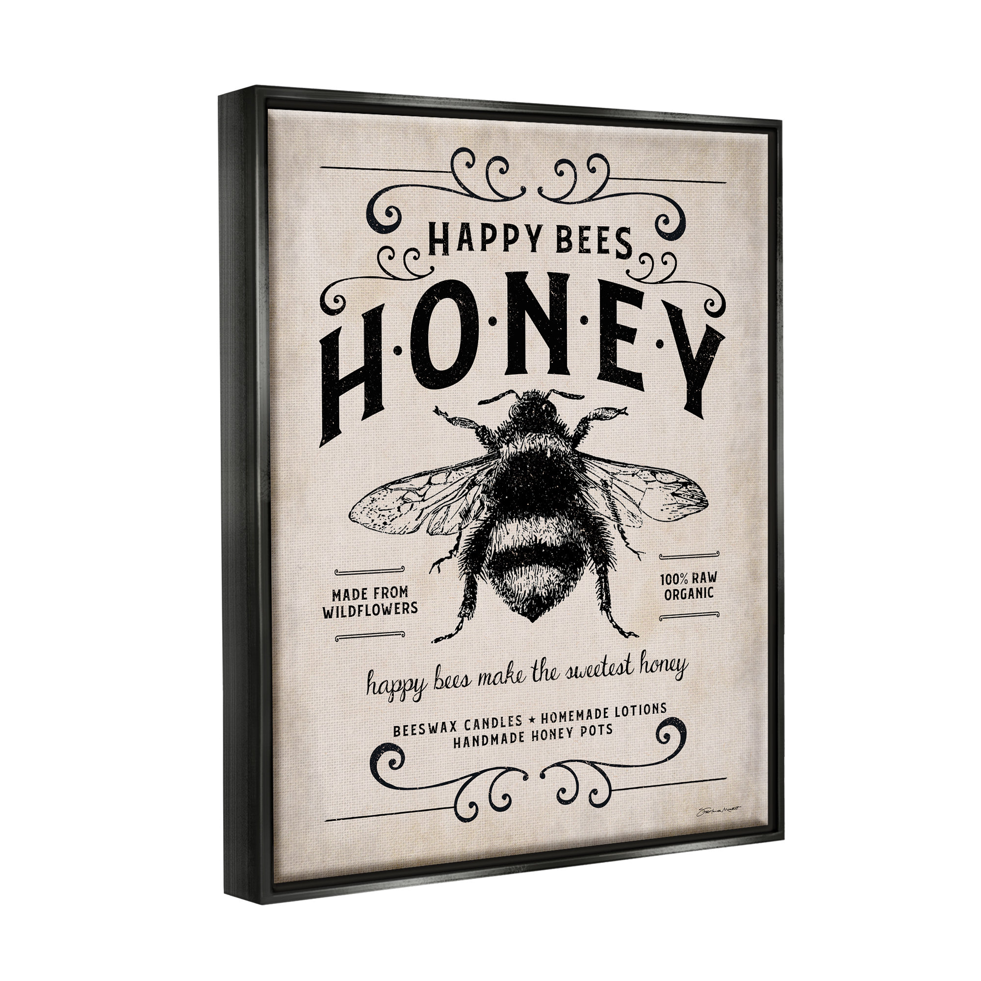 Trinx Honey Bee Rustic Farm Design by Stephanie Workman Marrott - Floater  Frame Textual Art on Canvas | Wayfair