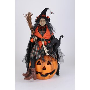 Primitive Fall Halloween 12" Pretty Cone Witch Dolls With Broom Sitters NEW!! 