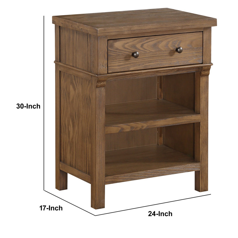 Canora Grey Migdalia Transitional Wood And Metal 1 Drawer Nightstand Wayfair