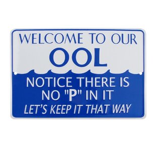 with English metal Signs Pool Depth Label White 12 x 3 in