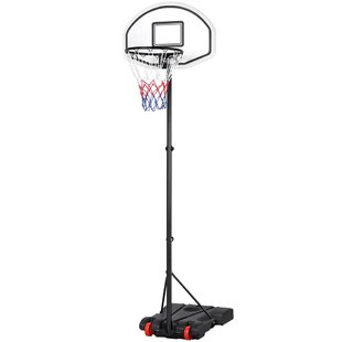 Basketball Hoop for Kids Outdoor Basketball Goal,5.5FT 7FT High Adjustable Basketball System,33.5 Backboard &15 inch Rim 