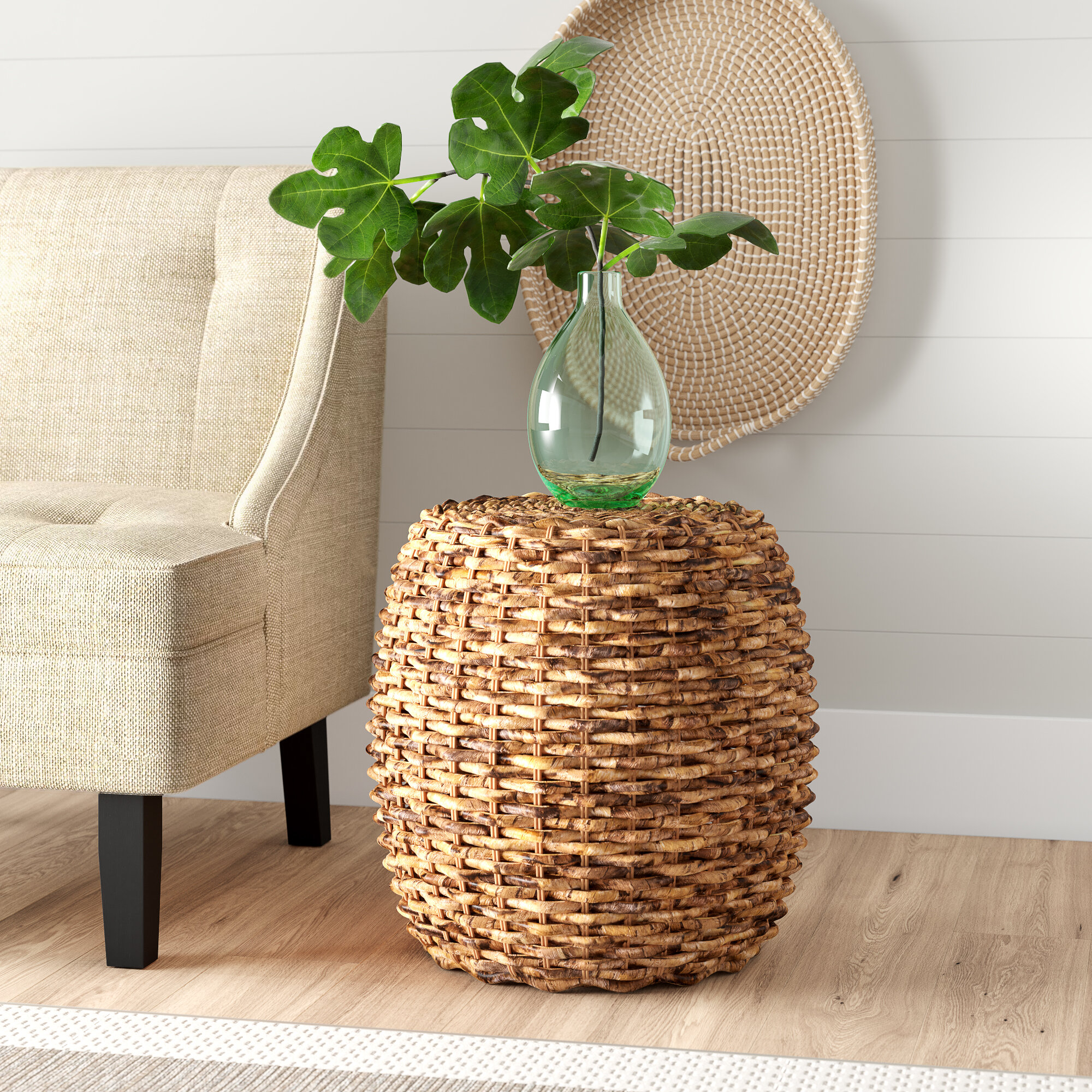 woven drum end table