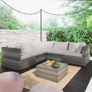 soria outdoor 6 piece rattan sectional