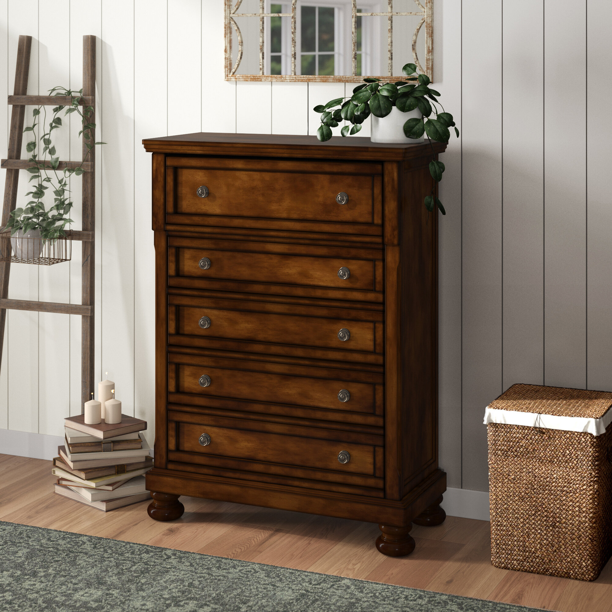 Details about   Chest of Drawers Tall Wooden Bedroom Dresser Modern Tallboy With Locks Cherry 