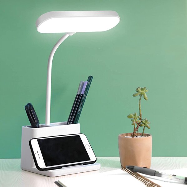 FLEXI NECK TABLE LAMP DESK STUDY OFFICE BED SIDE NIGHT LIGHT FLEXIBLE WITH BULB 