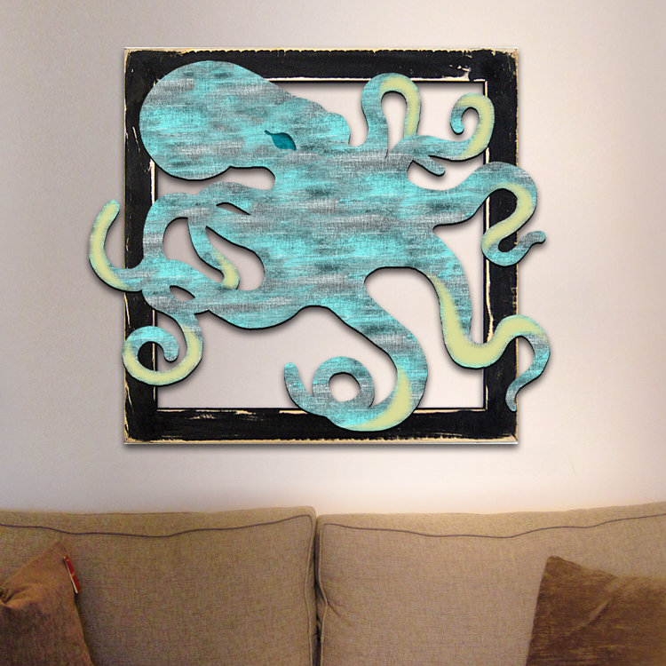 Highland Dunes Octopus In Frame Wooden Wall Decor Wayfair
