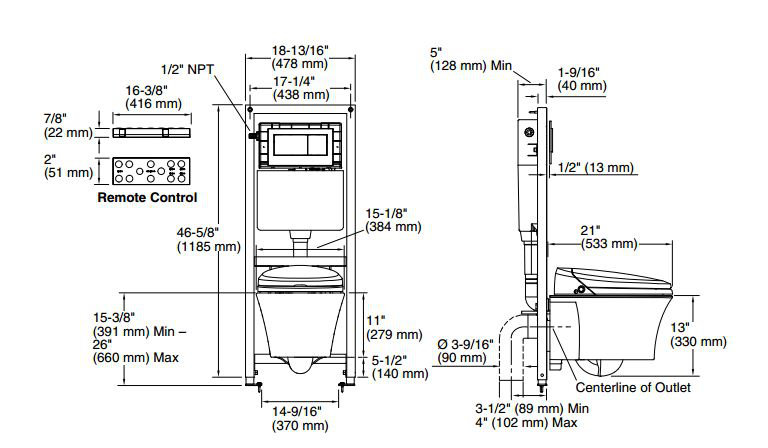 K 6304 0 Kohler Veil One Piece Elongated Dual Flush Wall Hung Toilet With C3 Bidet Toilet Seat And 2 X6 In Wall Tank And Carrier System Wayfair