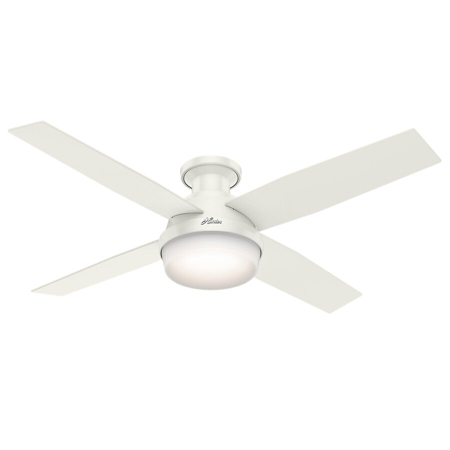 52" Dempsey 4 - Blade LED Flush Mount Ceiling Fan with Remote Control and Light Kit Included