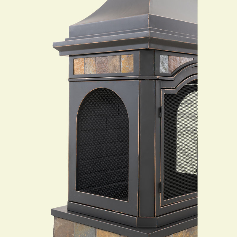 Sunjoy Monroe Steel Wood Burning Outdoor Fireplace Wayfair Monroe Steel Wood Burning Outdoor Fireplace