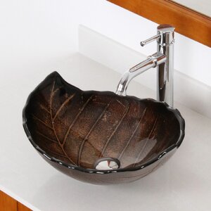 Hot Melted and Hand Painted Glass Autumn Leaf Shaped Bow Vessel Bathroom Sink