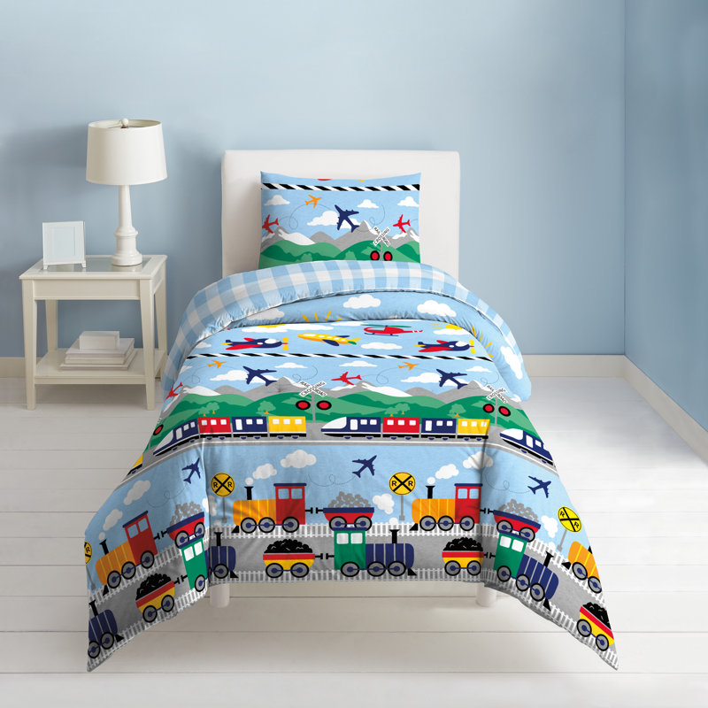 Zoomie Kids Erato Trains and Planes Toddler Reversible ...