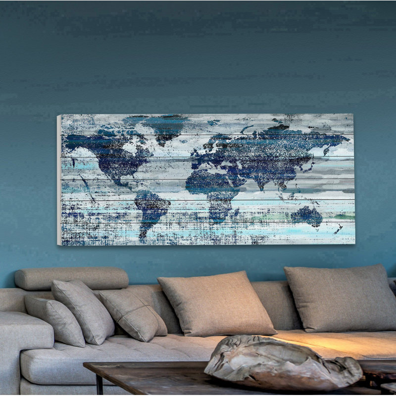 Indigo Countries - Print on Wood