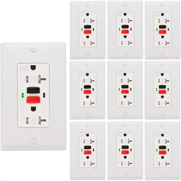 10 Pack TR Tamper-Resistant 15 Amp GFCI Outlet Decorative Wallplate Included GFI Receptacle with LED Indicator White