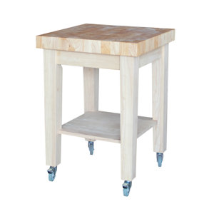 Cuthbert Kitchen Cart with Butcher Block with Storage