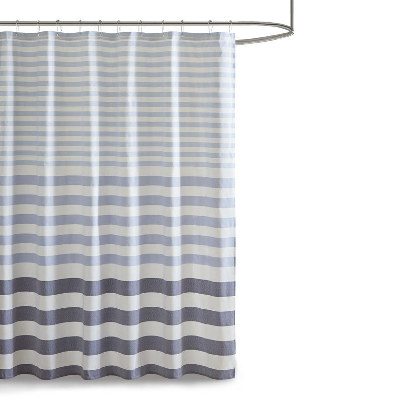 navy and cream shower curtain