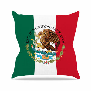 Bruce Stanfield Mexico Flag and Coat of Arms Outdoor Throw Pillow