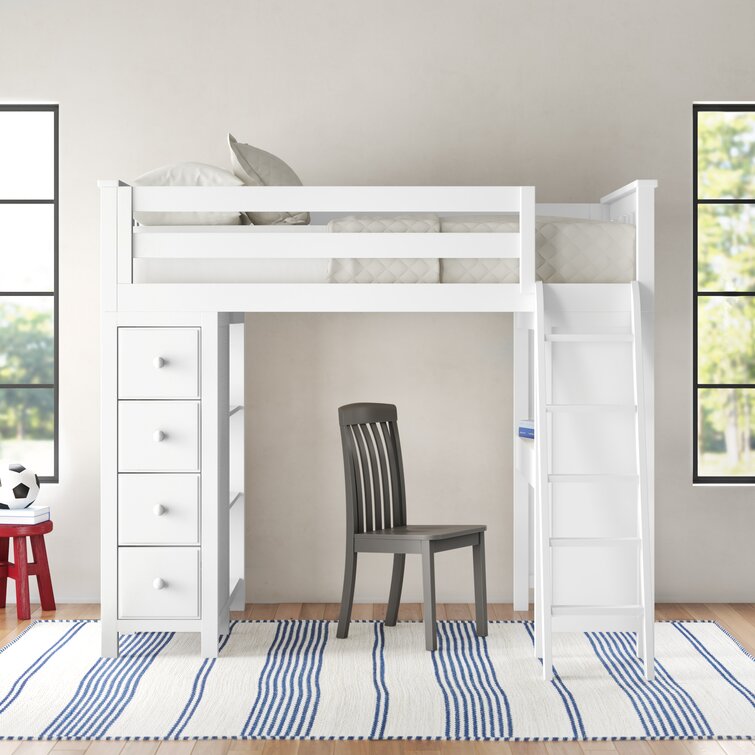 Tyree Twin 4 Drawer Solid Wood Loft Bed with Bookcase by Three Posts™ Baby & Kids