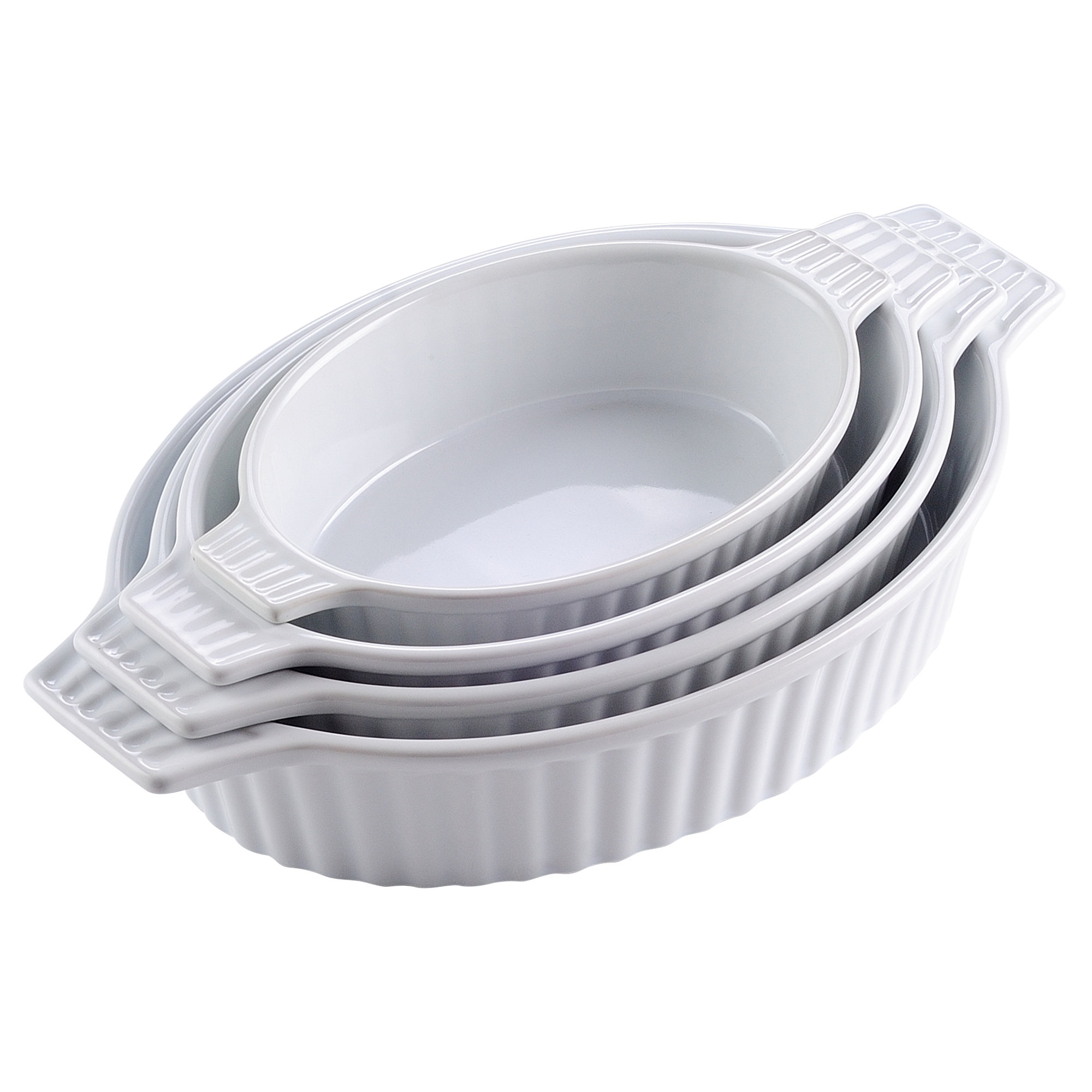 MALACASA 4pcs Large Roaster Tray Baking Pan Roasting Oven Dish Cooking 4 Size