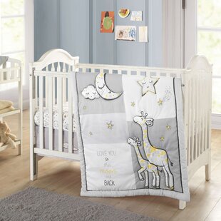 Starlight Celestial Moon and Stars Theme Neutral 4 Piece Baby Crib Bedding Set 