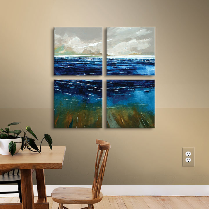 Breakwater Bay Beach And Sea 4 Piece Painting Print On Wrapped Canvas Set Wayfair