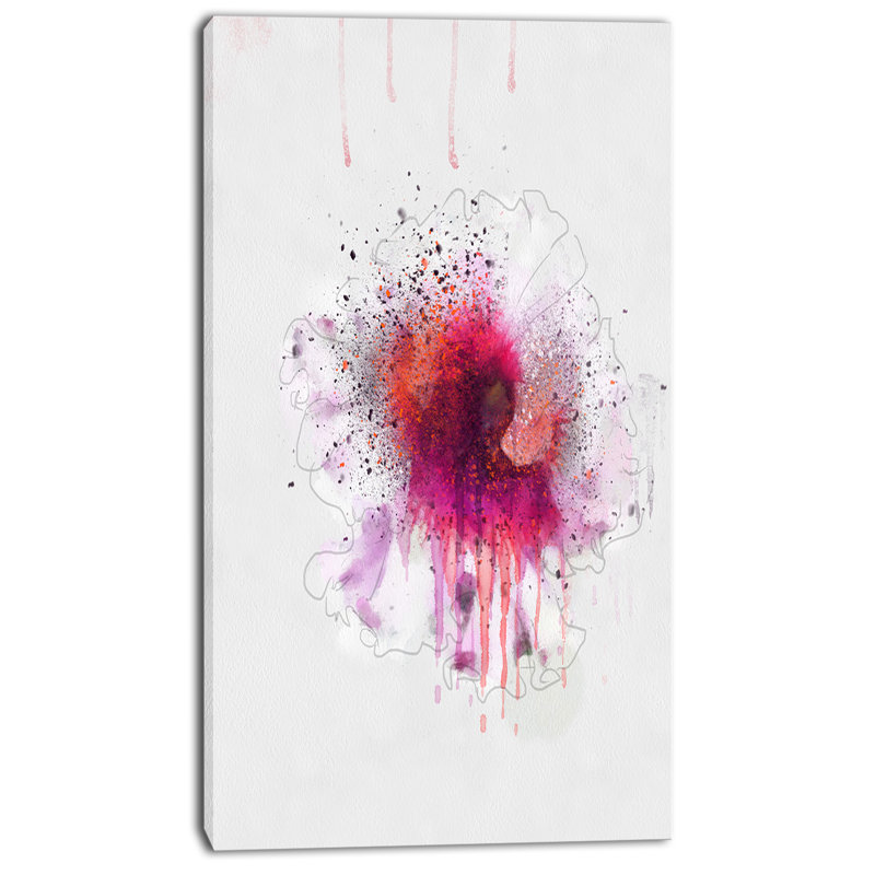 Designart Stylish Pink Watercolor Flower Painting Print On