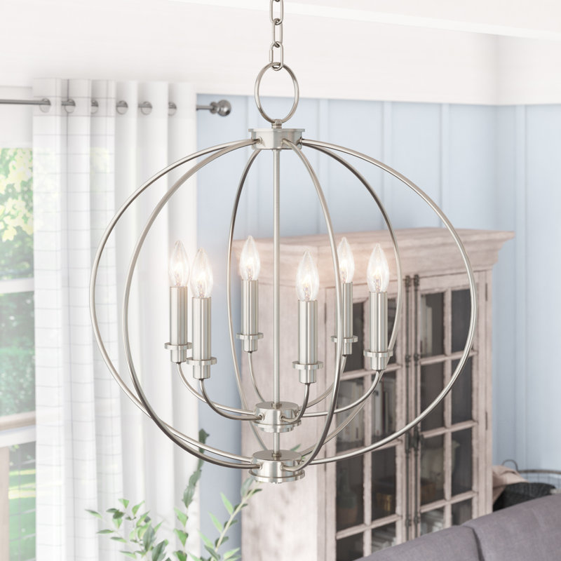 Laurel Foundry Modern Farmhouse Naomie 6 Light Candle Style Globe Naomie 6 Light Candle Style Globe