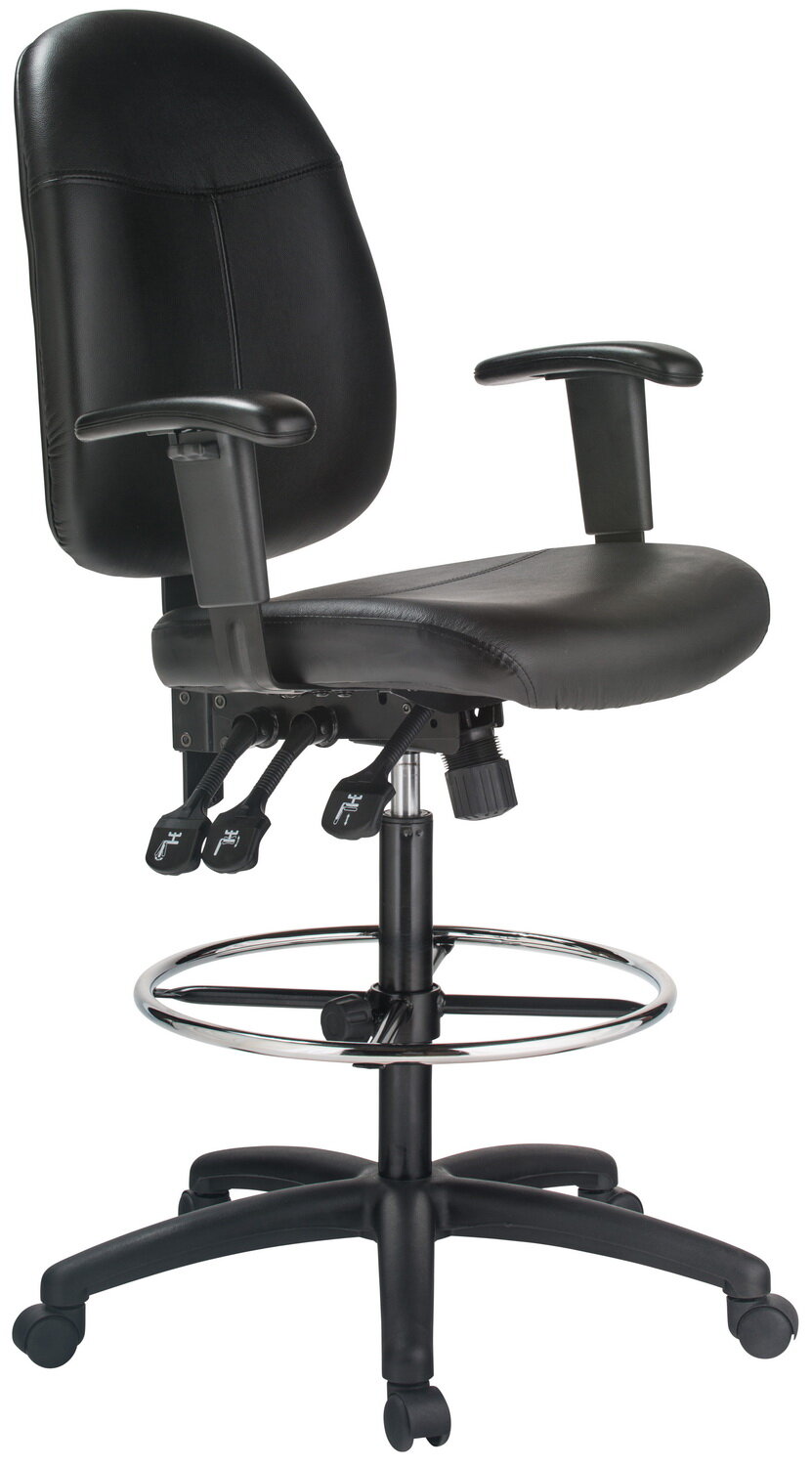 harwick premium leather drafting chair with arms