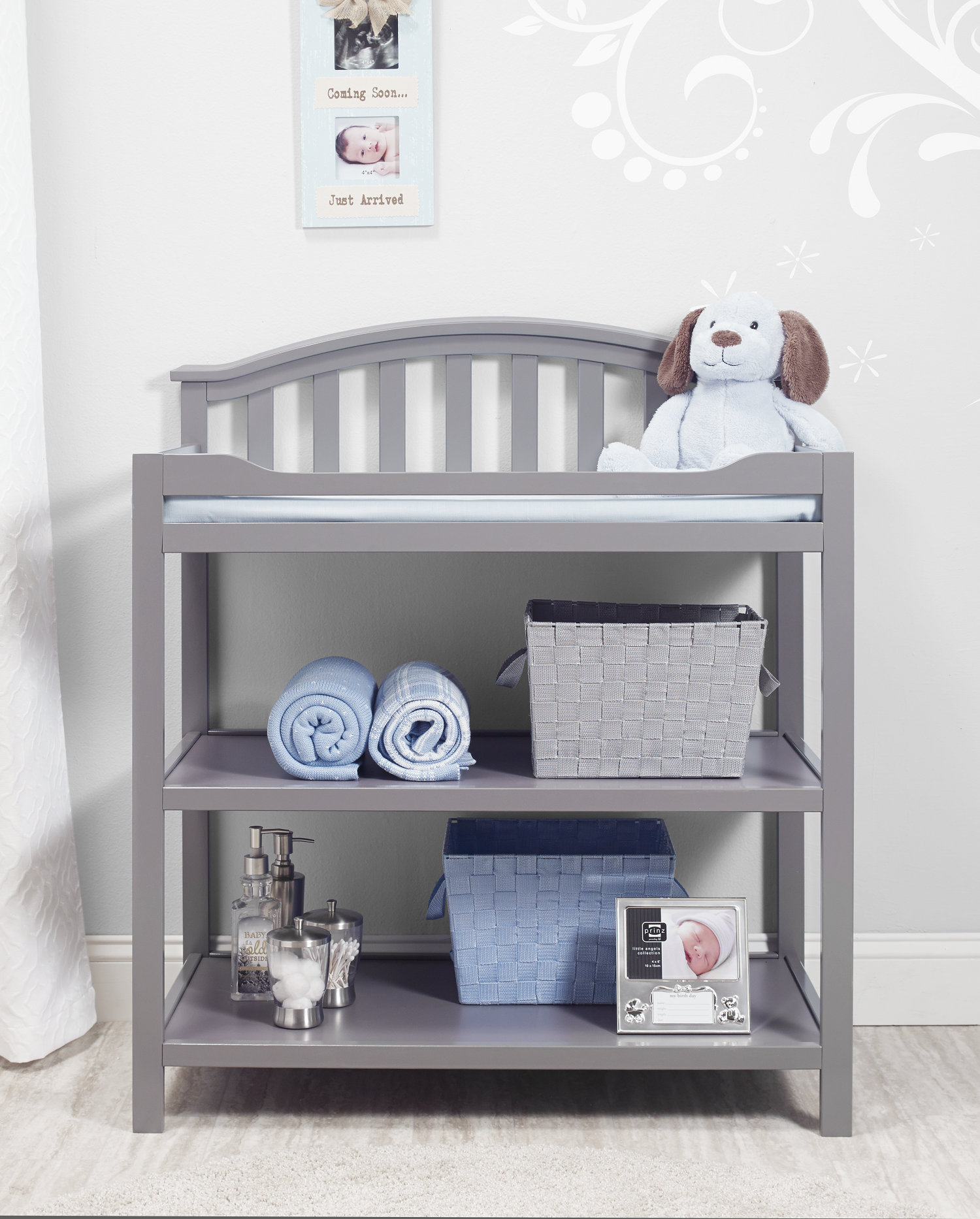 gray corner changing table