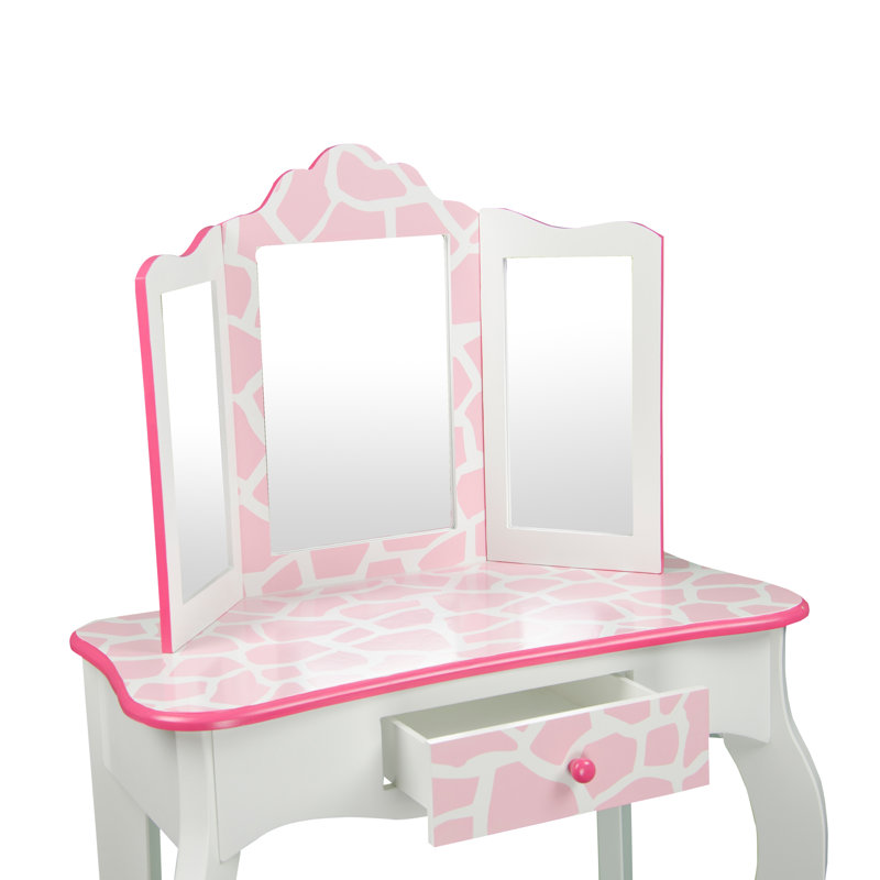 gisele vanity table and stool set with mirror