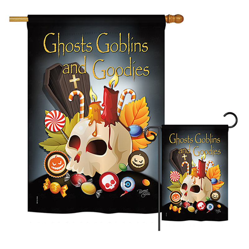 Breeze Decor 2 Piece Ghosts Goblins And Goodies Fall Halloween Impressions Decorative Vertical 2 Sided Polyester Flag Set Wayfair