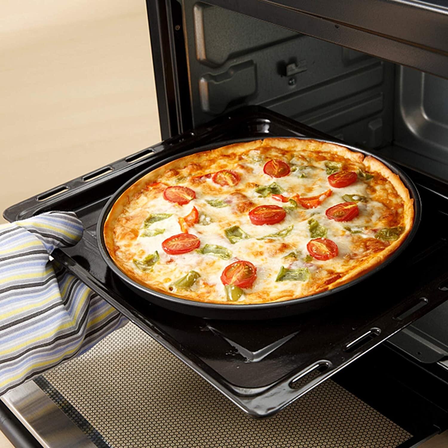 Nonstick Coating Carbon Steel Pizza Crisper Baking Pan with Holes Set of 2 13"