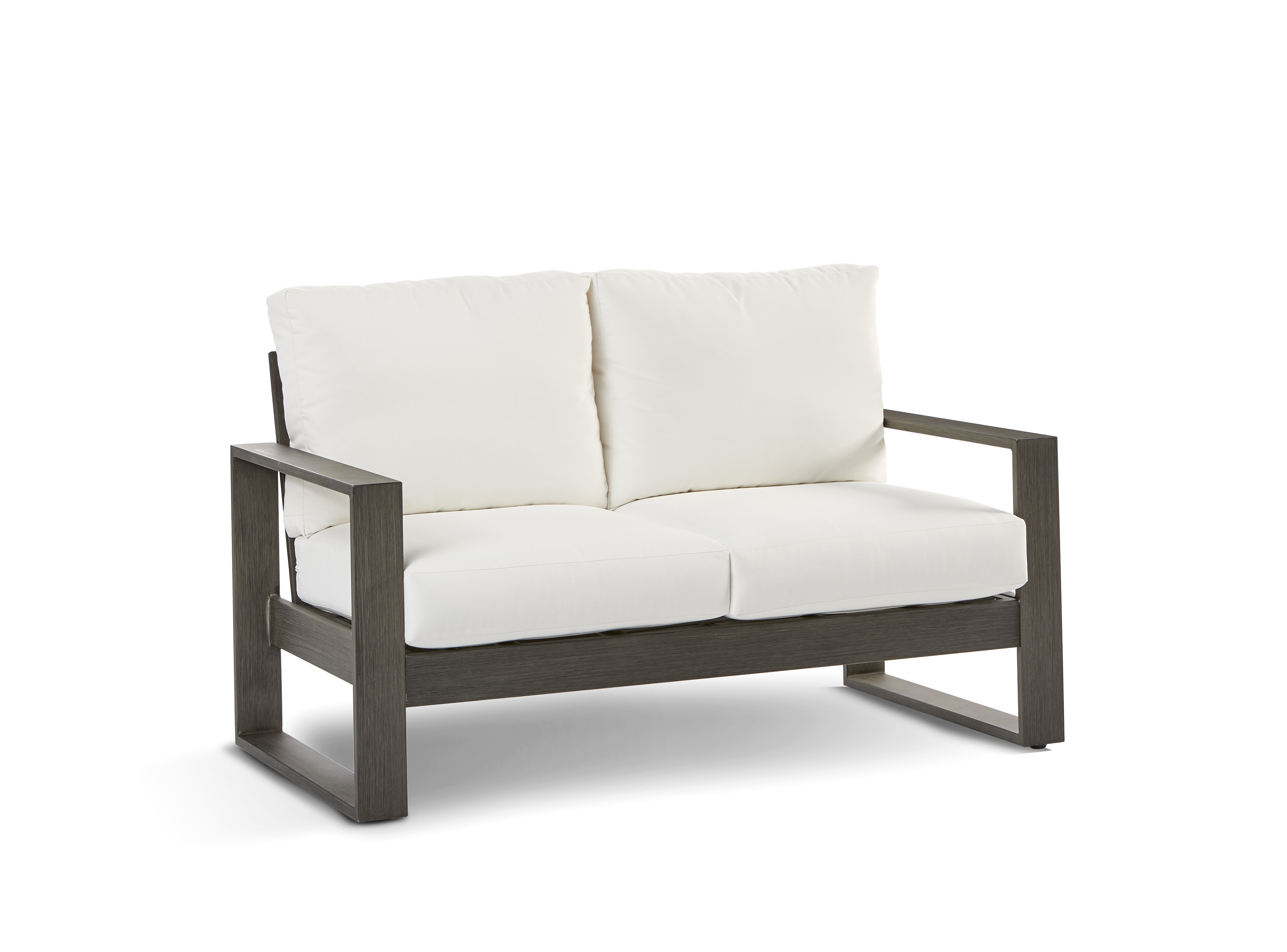 black and white outdoor loveseat