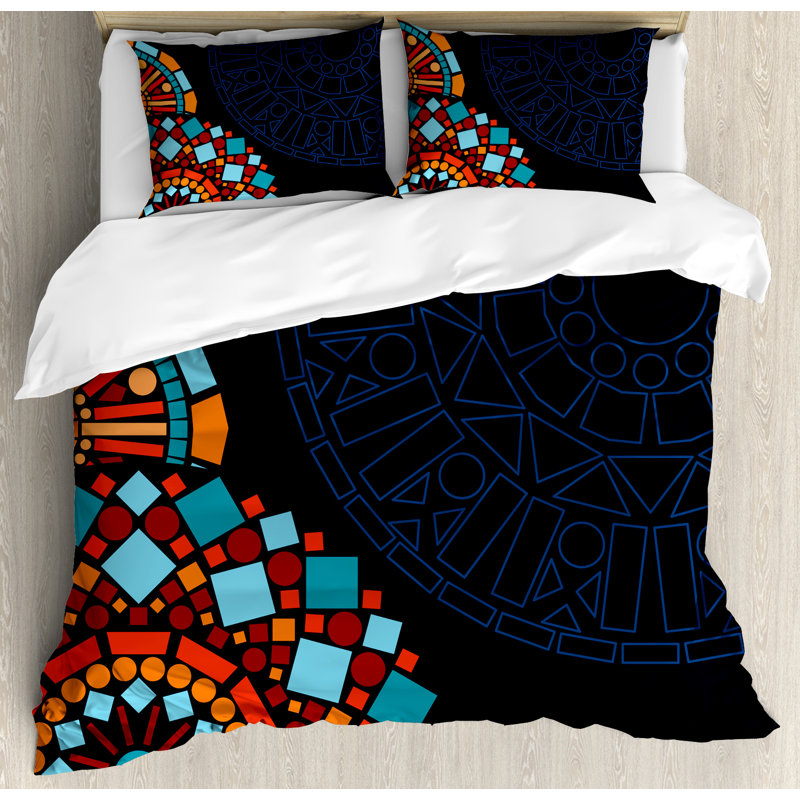 Ambesonne Colorful Geometric Circular Mandala Motifs Framework