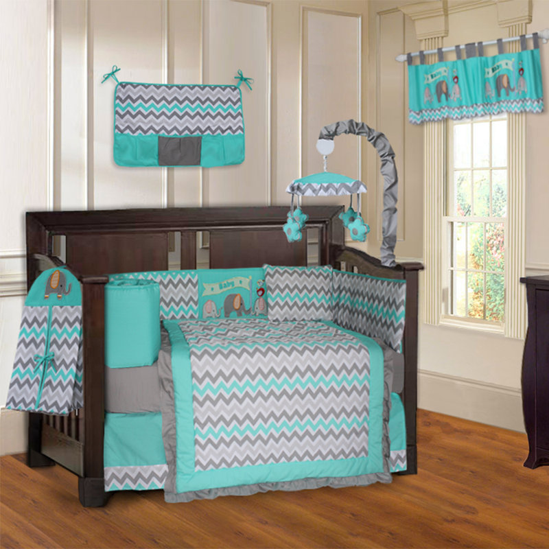 Harriet Bee Slavens Elephant Zigzag 10 Piece Crib Bedding Set