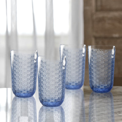 Bistro 14 oz. Drinking Glass Elle Decor Color: Blue