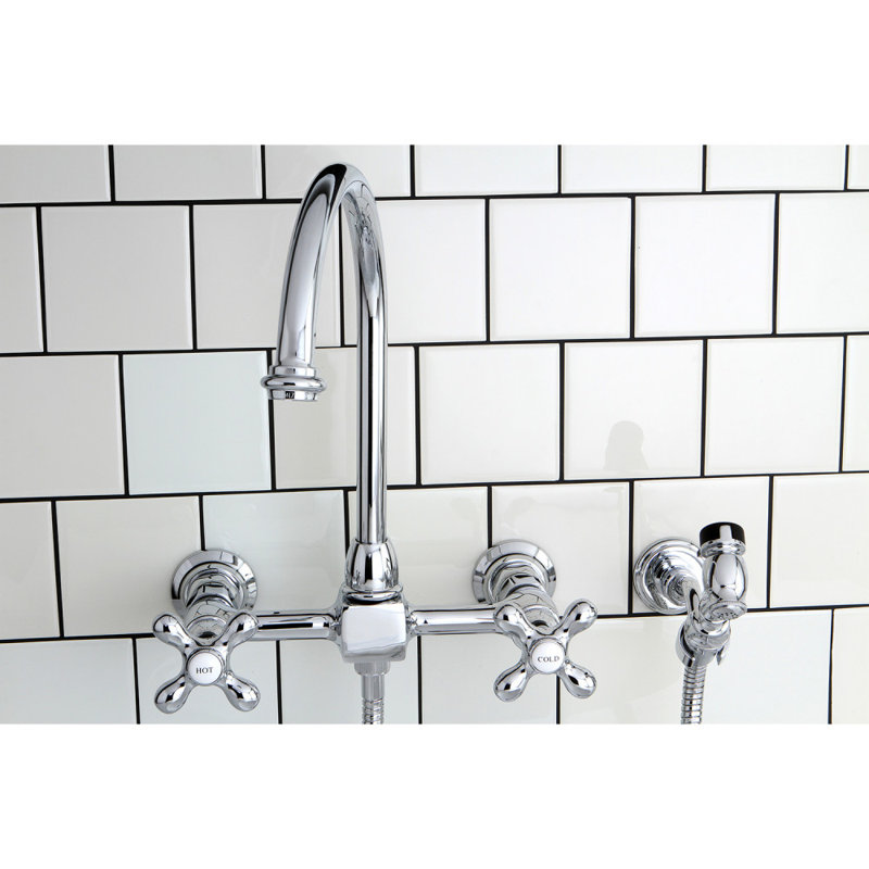 Restoration Wall Mount Double Handle Kitchen Faucet With Side