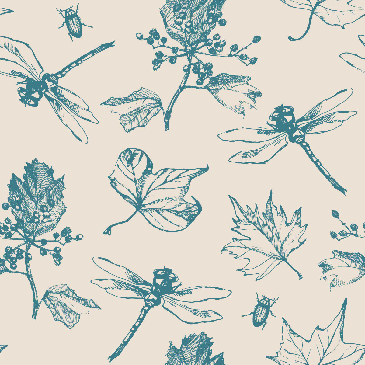 Red Barrel Studio® Dragonfly And Leaves Wallpaper Peel & Stick