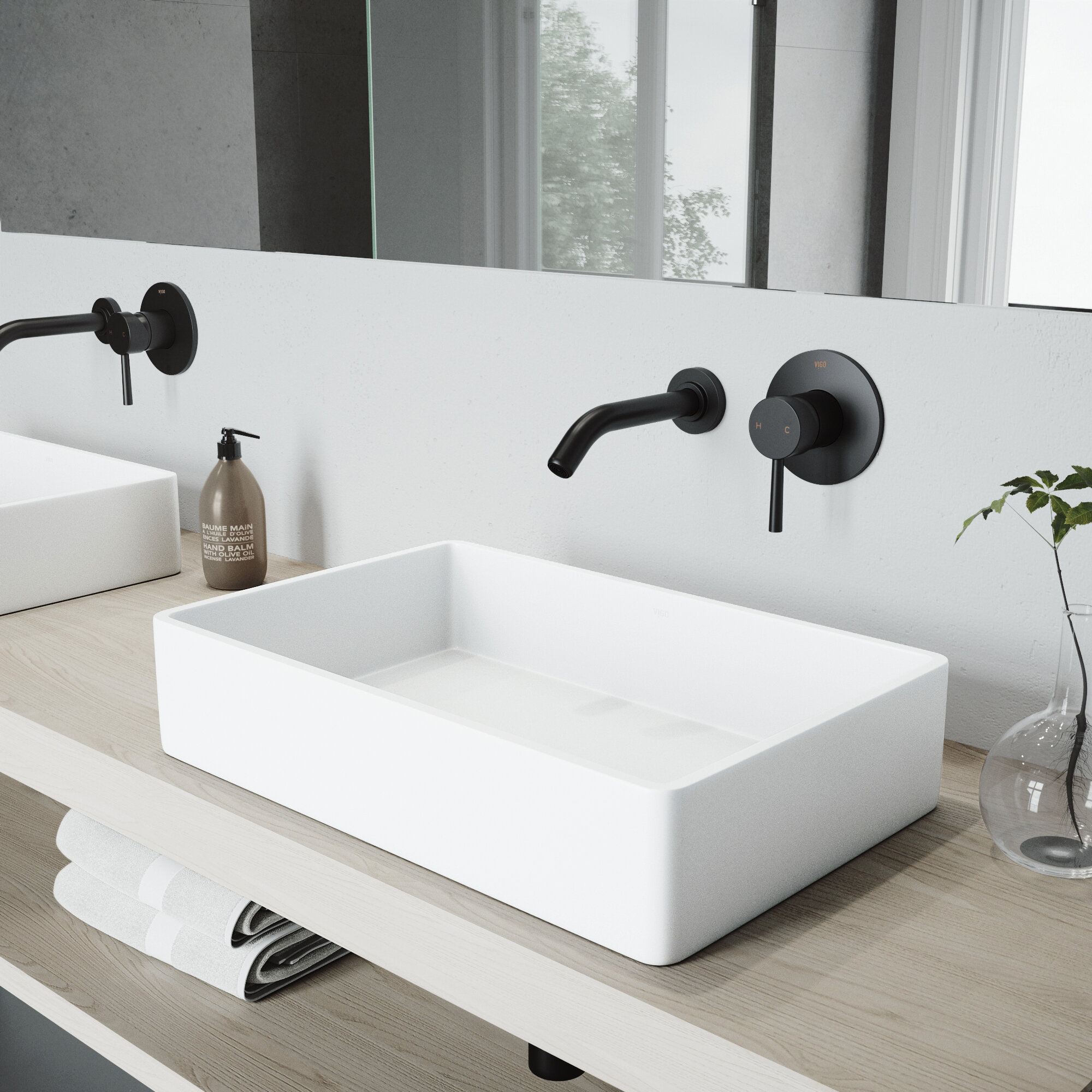 Vigo Matte Stone White Rectangular Vessel Bathroom Sink With Faucet Reviews Wayfair