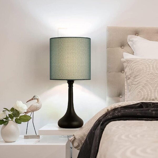 Latitude Run® 16.2'' Blue Bedside Lamp Set with Outlet | Wayfair