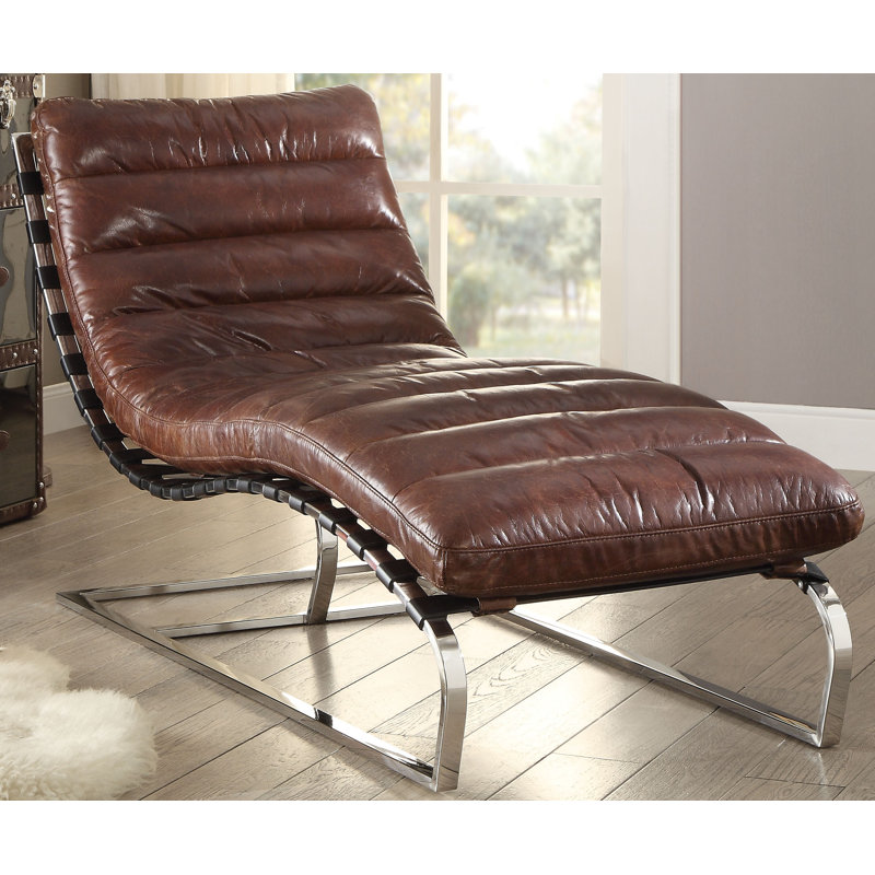 Orren Ellis Kamps Top Grain Leather Chaise Lounge Wayfair Orren Ellis Kamps Top Grain Leather