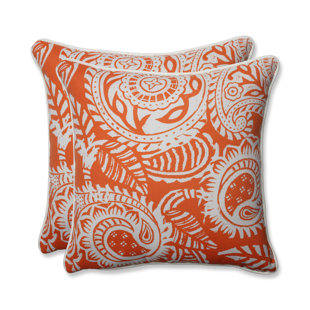 Pillow Perfect Outdoor/Indoor Daytrip Pacific Round Corner Chair Cushion Orange 40.5 x 21 