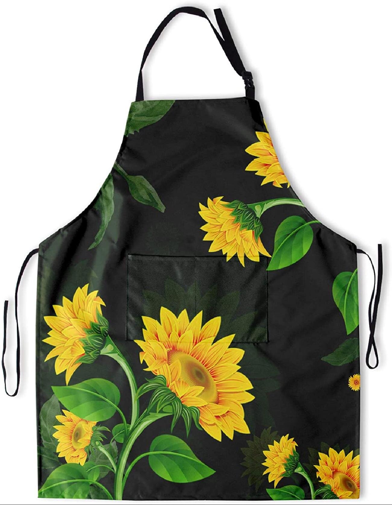 Cooking Apron,Unisex Sunflower Bib Apron for BBQ Cooking Baking Gardening 