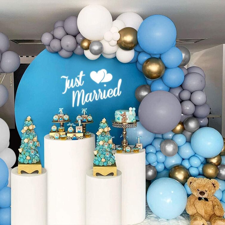 MMTX 142Pcs Wedding Decoration Balloon Garland,Blue White Grey Party ...