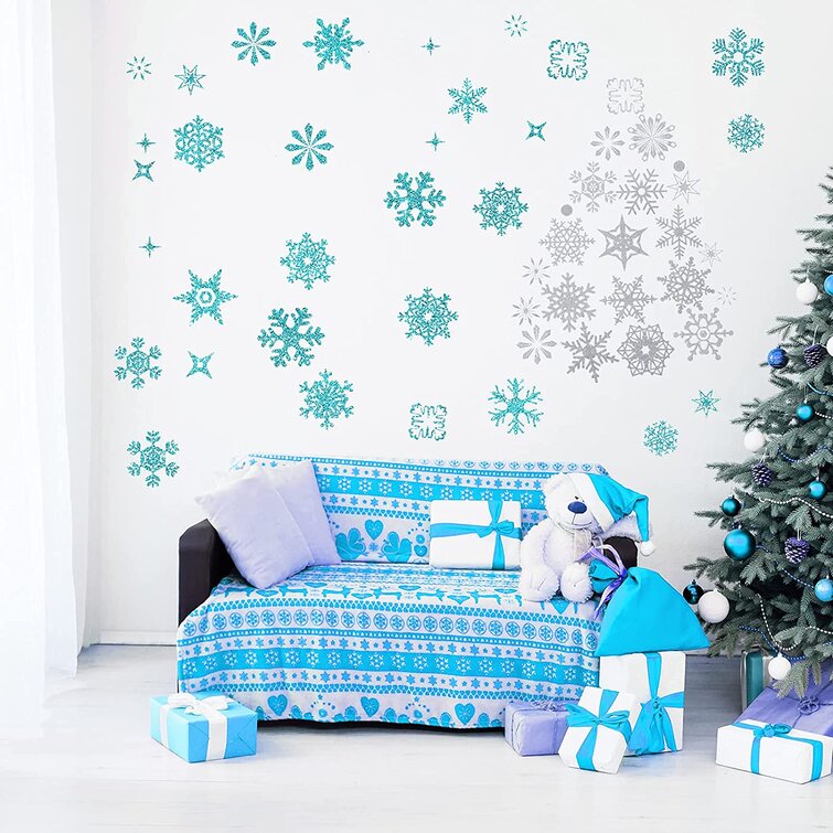 Winter Snowflake Wreath Wall Decal Snow Decor Christmas Seasonal Entryway