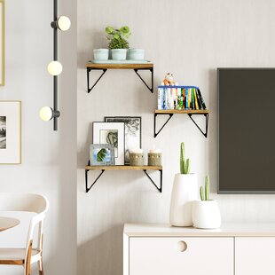 Floating Display Shelves Set Of 3 Home Office Wall Mount Storage Organizer Black 
