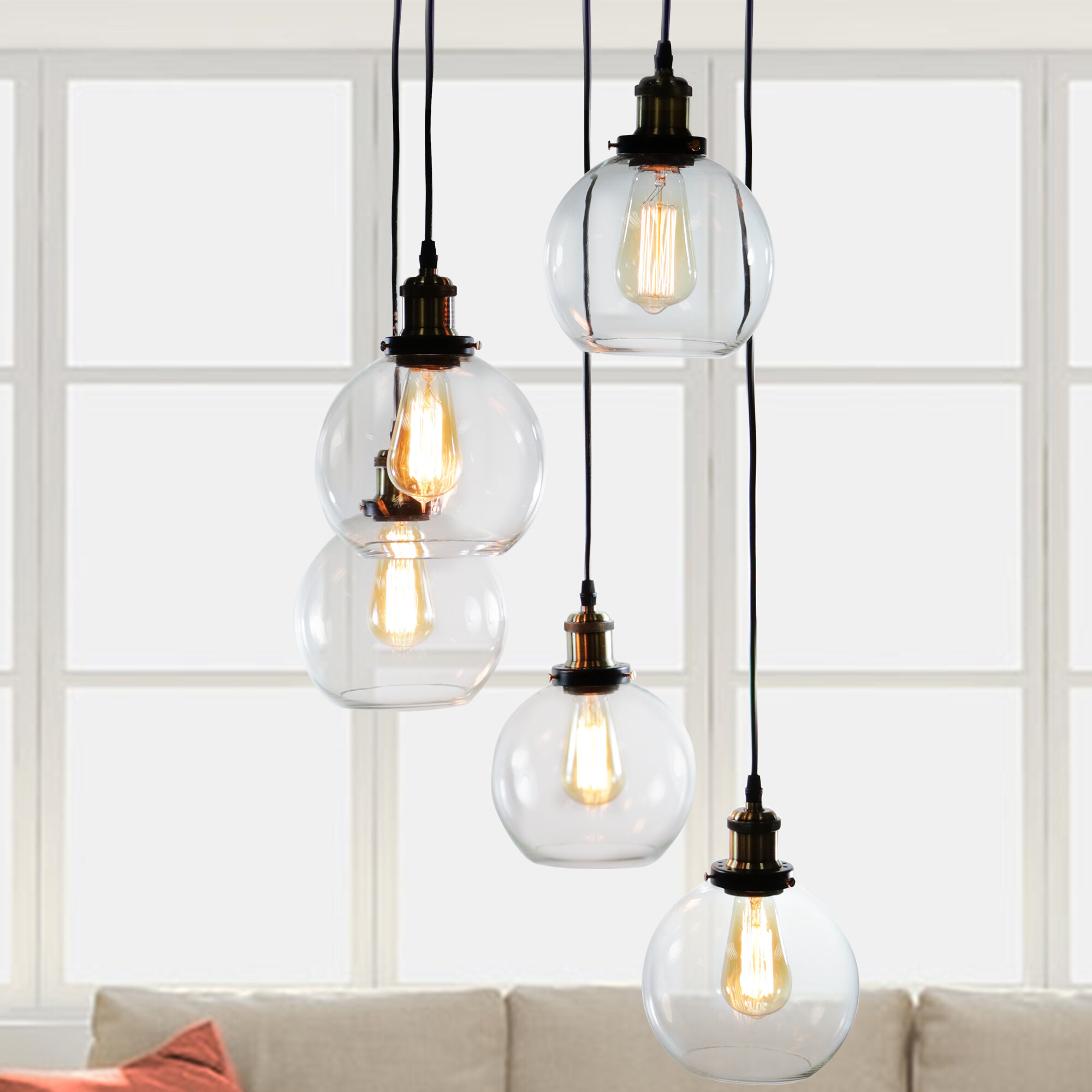 5 globe pendant light