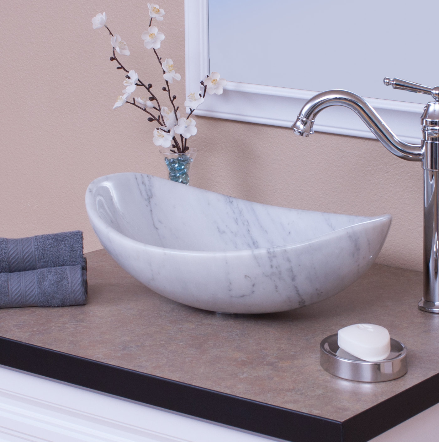 Novatto 12'' White Stone Oval Vessel Bathroom Sink | Wayfair
